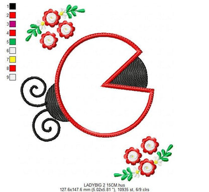 Ladybug embroidery designs - Garden animal insect machine embroidery pattern - Ladybug applique design - Instant download pes jef dst vp3