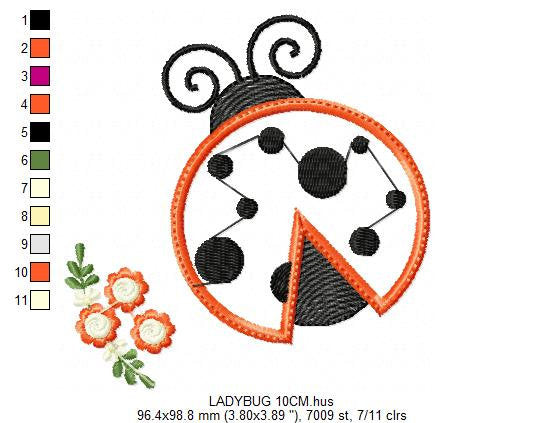 Ladybug embroidery designs - Garden animal insect machine embroidery pattern - Ladybug applique design - Instant download pes jef dst vp3