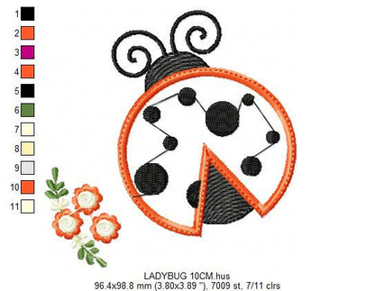 Ladybug embroidery designs - Garden animal insect machine embroidery pattern - Ladybug applique design - Instant download pes jef dst vp3