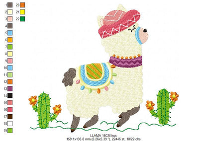 Llama embroidery design - Animals embroidery designs machine embroidery pattern - baby girl embroidery file - kid embroidery mexican llama