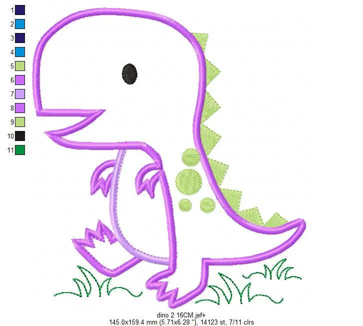 Dinosaur embroidery designs - Dino embroidery design machine embroidery pattern - baby boy embroidery file - Dinosaur Applique T Rex kid Marcia Embroidery