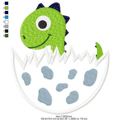 Dinosaur embroidery designs - Dino egg applique machine embroidery pattern - Baby Boy Dragon file - Instant digital download pes jef dst hus Marcia Embroidery