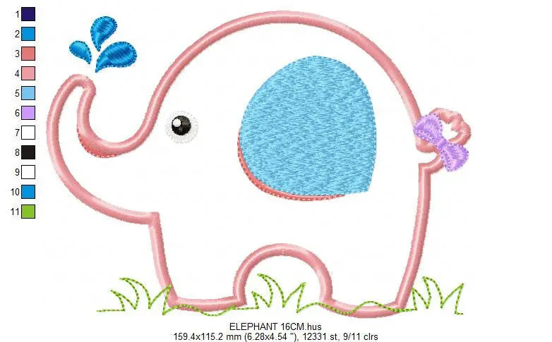 Elephant embroidery designs - Safari embroidery design machine embroidery pattern - Animal embroidery file elephant applique design download Marcia Embroidery