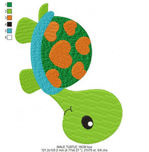 Turtle embroidery design - Animal embroidery designs machine embroidery file - Baby boy embroidery pattern - instant download - Baby newborn