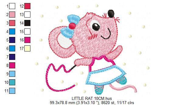 Mouse embroidery design - Rat embroidery designs machine embroidery pattern - animal embroidery file - girl embroidery mouse design download