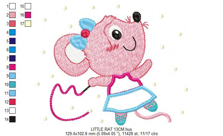 Mouse embroidery design - Rat embroidery designs machine embroidery pattern - animal embroidery file - girl embroidery mouse design download