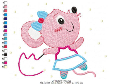 Mouse embroidery design - Rat embroidery designs machine embroidery pattern - animal embroidery file - girl embroidery mouse design download