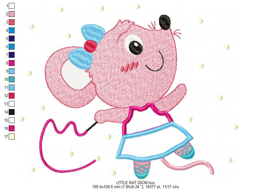Mouse embroidery design - Rat embroidery designs machine embroidery pattern - animal embroidery file - girl embroidery mouse design download
