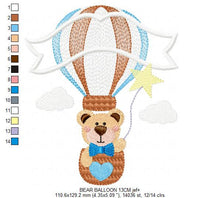 Carica l&#39;immagine nel visualizzatore di Gallery, Bear embroidery designs - Hot air balloon embroidery design machine embroidery pattern - Nursery embroidery - bear filled stitch newborn
