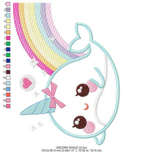 Unicorn embroidery designs - Whale embroidery design machine embroidery pattern - baby girl embroidery file - newborn whale applique nursery