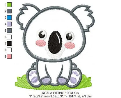 Koala embroidery design - Baby boy embroidery designs machine embroidery pattern - koala applique design - baby newborn layette kids pes Marcia Embroidery