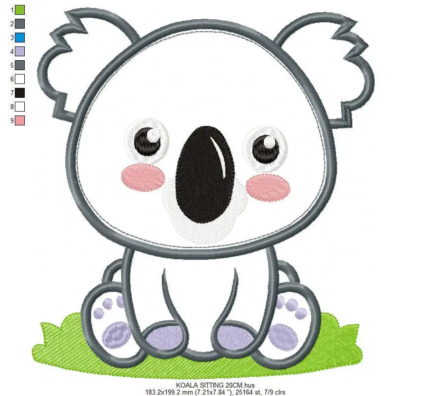 Koala embroidery design - Baby boy embroidery designs machine embroidery pattern - koala applique design - baby newborn layette kids pes Marcia Embroidery