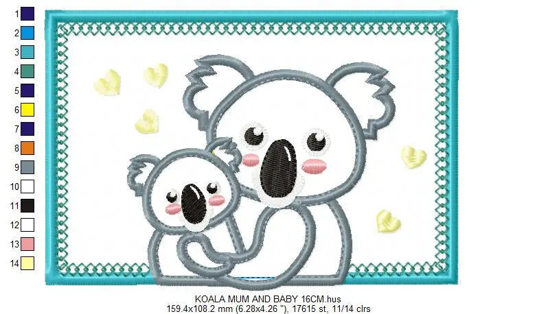 Koala bear embroidery design - Koala embroidery designs machine embroidery pattern - koala family embroidery file wildlife  instant download Marcia Embroidery