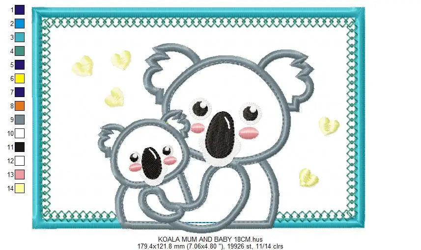Koala bear embroidery design - Koala embroidery designs machine embroidery pattern - koala family embroidery file wildlife  instant download Marcia Embroidery