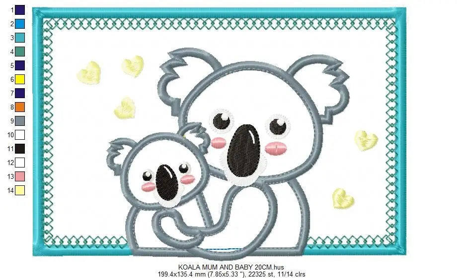 Koala bear embroidery design - Koala embroidery designs machine embroidery pattern - koala family embroidery file wildlife  instant download Marcia Embroidery