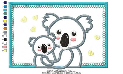 Koala bear embroidery design - Koala embroidery designs machine embroidery pattern - koala family embroidery file wildlife  instant download Marcia Embroidery