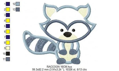 Raccoon applique embroidery designs - Woodland Animal embroidery design machine embroidery pattern - Baby boy embroidery - instant download Marcia Embroidery