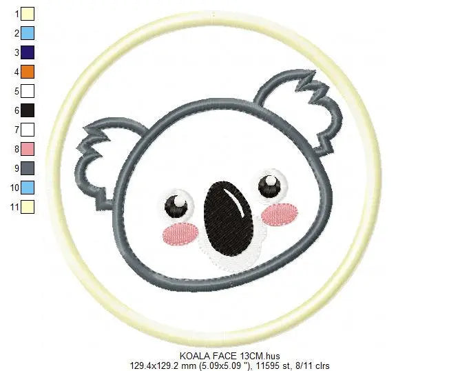Koala Bear embroidery design - Koalas embroidery designs machine embroidery pattern - Koala applique tag embroidery file - instant download Marcia Embroidery