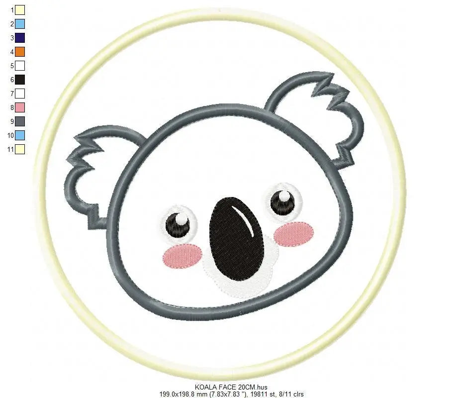 Koala Bear embroidery design - Koalas embroidery designs machine embroidery pattern - Koala applique tag embroidery file - instant download Marcia Embroidery