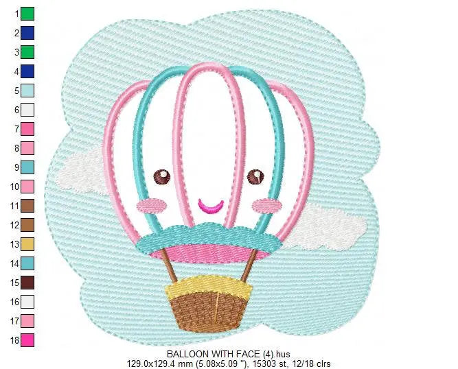 Balloon embroidery designs - Hot air balloon embroidery design machine embroidery pattern - Kid embroidery file - Baby boy instant download Marcia Embroidery