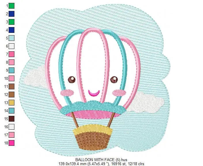 Balloon embroidery designs - Hot air balloon embroidery design machine embroidery pattern - Kid embroidery file - Baby boy instant download Marcia Embroidery