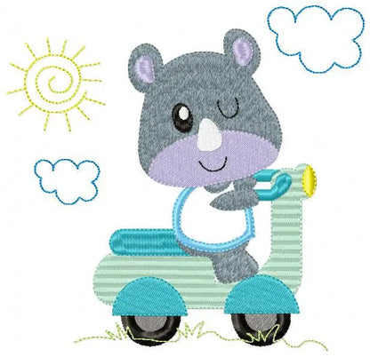 Rhino embroidery designs - Motorcycle embroidery design machine embroidery pattern - baby boy embroidery file - girl embroidery fill stitch Marcia Embroidery