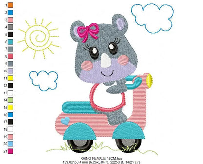 Rhino embroidery designs - Motorcycle embroidery design machine embroidery pattern - baby boy embroidery file - girl embroidery fill stitch Marcia Embroidery