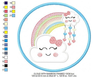Cloud embroidery design - Rainbow embroidery designs machine embroidery pattern - Baby girl embroidery file - cloud with rainbow applique