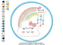 Load image into Gallery viewer, Cloud embroidery design - Rainbow embroidery designs machine embroidery pattern - Baby girl embroidery file - cloud with rainbow applique
