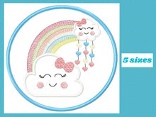 Cargar imagen en el visor de la galería, Cloud embroidery design - Rainbow embroidery designs machine embroidery pattern - Baby girl embroidery file - cloud with rainbow applique
