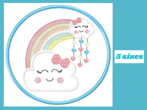 Cloud embroidery design - Rainbow embroidery designs machine embroidery pattern - Baby girl embroidery file - cloud with rainbow applique