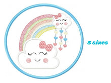 Load image into Gallery viewer, Cloud embroidery design - Rainbow embroidery designs machine embroidery pattern - Baby girl embroidery file - cloud with rainbow applique
