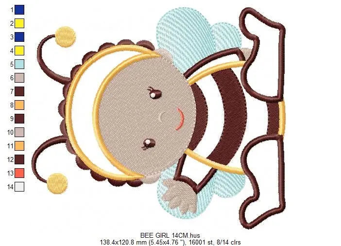 Bee embroidery design - Baby Girl embroidery designs machine embroidery pattern - Children embroidery file - bee aplique design Halloween Marcia Embroidery