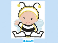 Load image into Gallery viewer, Bee embroidery design - Baby Girl embroidery designs machine embroidery pattern - Children embroidery file - bee aplique design Halloween
