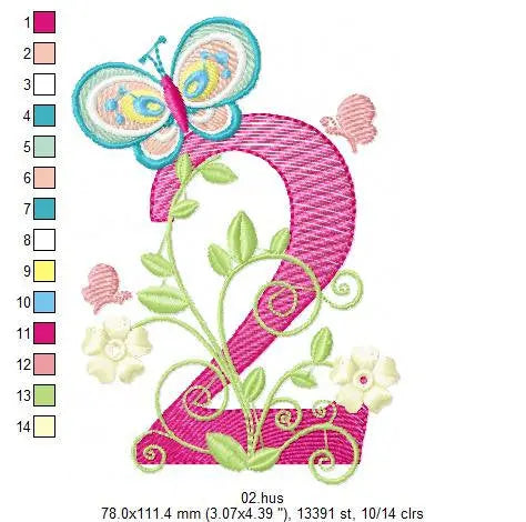 Numbers embroidery designs - Birthday Embroidery design Machine embroidery file - Embroidery numbers rippled - kid embroidery numbers design Marcia Embroidery