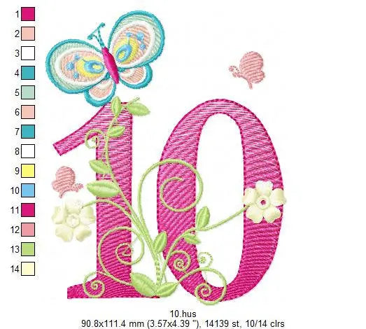 Numbers embroidery designs - Birthday Embroidery design Machine embroidery file - Embroidery numbers rippled - kid embroidery numbers design Marcia Embroidery