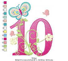 Load image into Gallery viewer, Numbers embroidery designs - Birthday Embroidery design Machine embroidery file - Embroidery numbers rippled - kid embroidery numbers design
