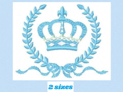 Crown embroidery designs - Laurel Wreath with Crown embroidery design machine embroidery pattern - baby boy embroidery file crown design Marcia Embroidery
