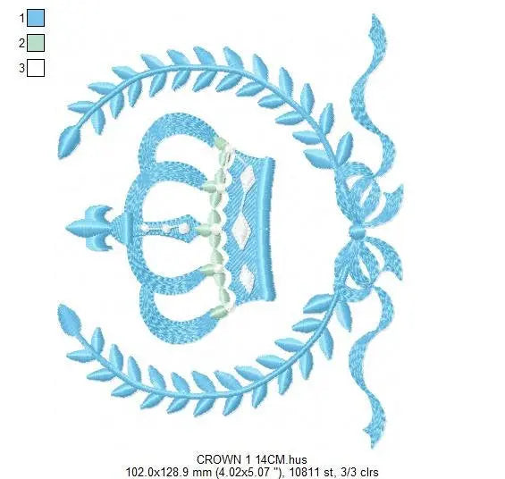 Crown embroidery designs - Laurel Wreath with Crown embroidery design machine embroidery pattern - baby boy embroidery file crown design Marcia Embroidery