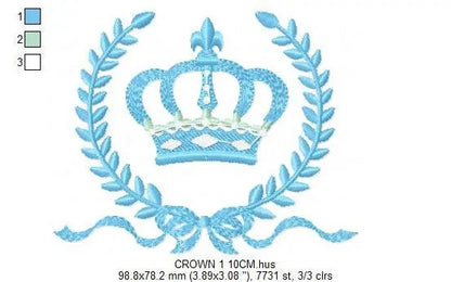 Crown embroidery designs - Laurel Wreath with Crown embroidery design machine embroidery pattern - baby boy embroidery file crown design Marcia Embroidery