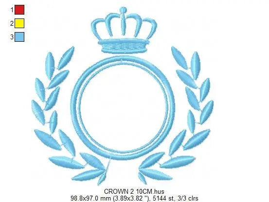 Crown embroidery designs - Laurel Wreath with Crown embroidery design machine embroidery pattern - newborn baby embroidery file crown design Marcia Embroidery