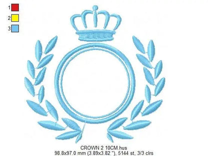 Crown embroidery designs - Laurel Wreath with Crown embroidery design machine embroidery pattern - newborn baby embroidery file crown design Marcia Embroidery