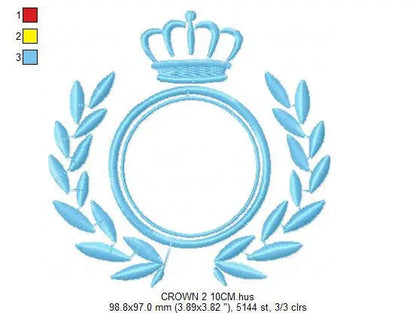 Crown embroidery designs - Laurel Wreath with Crown embroidery design machine embroidery pattern - newborn baby embroidery file crown design Marcia Embroidery