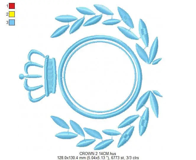 Crown embroidery designs - Laurel Wreath with Crown embroidery design machine embroidery pattern - newborn baby embroidery file crown design Marcia Embroidery