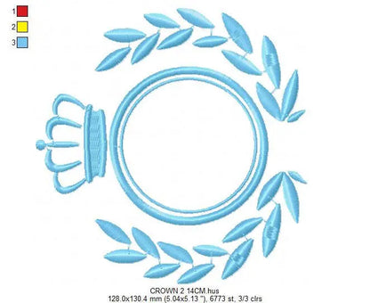 Crown embroidery designs - Laurel Wreath with Crown embroidery design machine embroidery pattern - newborn baby embroidery file crown design Marcia Embroidery