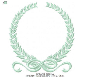 Laurel embroidery designs - Monogram frame embroidery design machine embroidery pattern - tea towel embroidery laurel wreath design pes jef