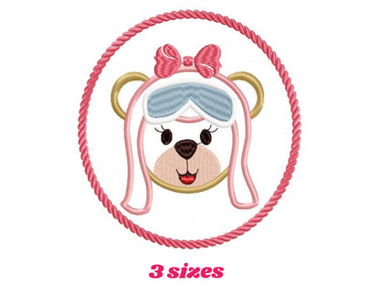 Pilot Bear embroidery designs - Frame embroidery design machine embroidery pattern - Female pilot bear embroidery file  baby girl embroidery