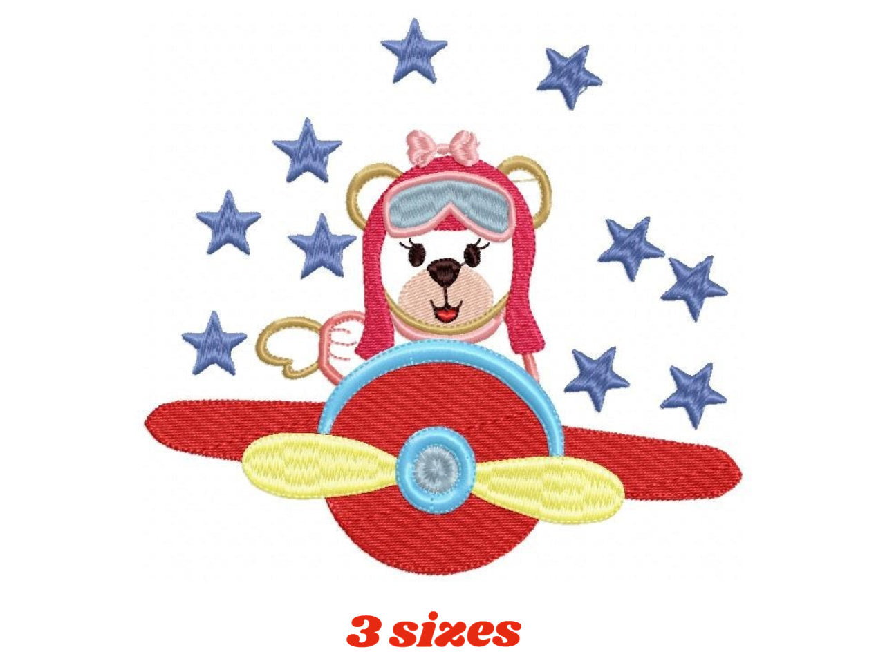 Pilot Bear embroidery designs - Plane embroidery design machine embroidery pattern - Female bear applique design - baby girl embroidery