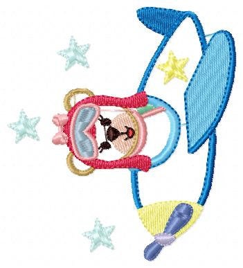 Pilot Bear embroidery designs - Plane embroidery design machine embroidery pattern -Teddy bear applique design - baby girl embroidery file