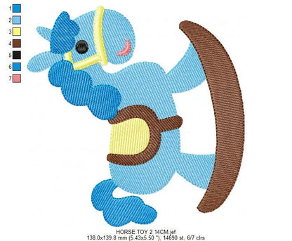 Swing Toy Horse embroidery design - Baby Boy machine embroidery pattern - Children Toy Swing file - Instant digital download pes jef dst vp3 Marcia Embroidery